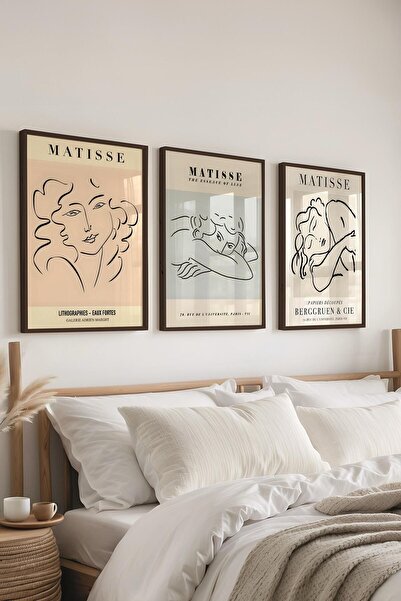 Postifull Matisse Tablo Seti, 3 Adet Siyah Çerçeve ve Sanat Serisi Poster - Y...