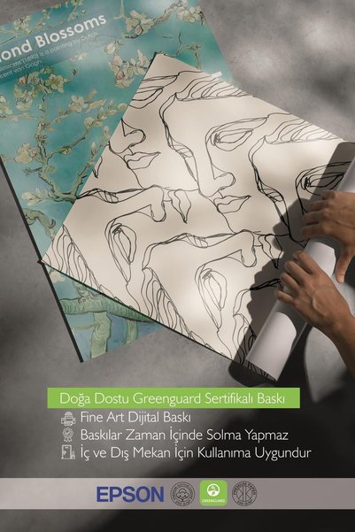 Postifull Yeşil Modern Tablo Seti, 3 Adet Ahşap Çerçeve ve Poster - Salon, Mutfak, Yatak Odası Duvar Dekoru