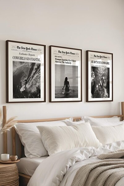 Postifull Minimalist Tablo Seti, 3 Adet Siyah Çerçeve ve Poster - Yatak Odası, Salon, Mutfak Duvar Dekoru