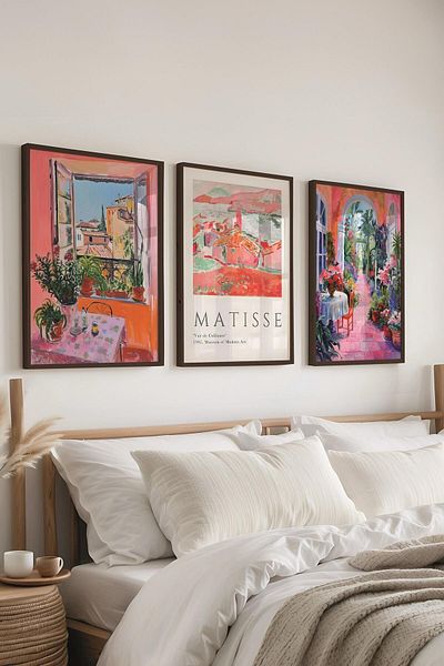 Postifull Set de pictură Matisse, 3 bucăți cadru negru și poster din seria Art - dormitor, bucătărie, decor camera de zi