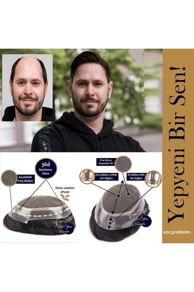 SACPROTEZİM Protez Saç Avustralya 6x8 Renk 1b Ince Telli Her Yöne Taranabilen...