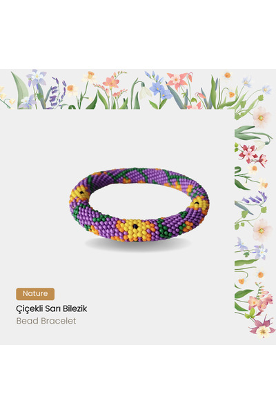 Pötikare Butik Atölye Çiçekli Mor Bilezik