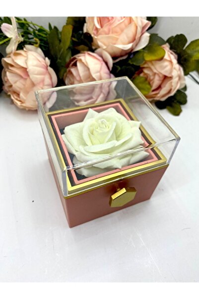 merraaksesuar Dönebilen Sonsuz Gül Kolye Yüzük Hediye Kutusu Pembe