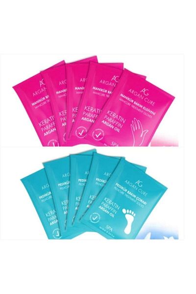 Argan Cure Manicure Cream Care Gloves X5 Pedicure Cream Care Socks X5 (Advantage Pack of 10)