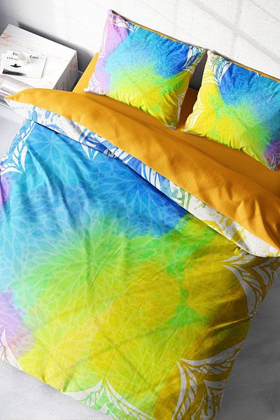MonoHome 100% Cotton Satin Double Duvet Cover Set with Fitted Sheets Energy Of Colors