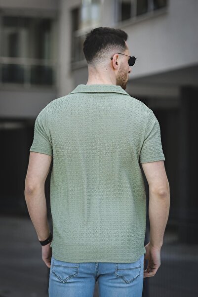 Oksit Ανδρικό πουκάμισο με ανοιχτό γιακά με ανοιχτό γιακά με κοντό μανίκι Ares