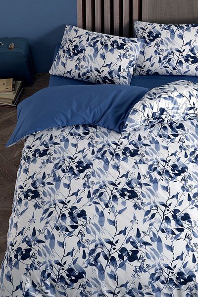 Cote Blanc Leaves 100% Bumbac - Set de cuvertură dublu și reversibil
