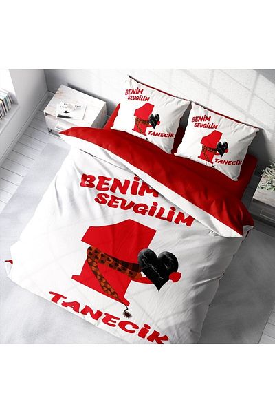 MonoHome Valentine's Day Cotton Satin Double Duvet Cover Set Birtanem