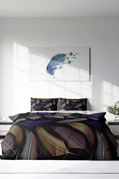 PerlaSera 3D Custom Design - Double Cotton Satin Duvet Cover Set, Color Leaf