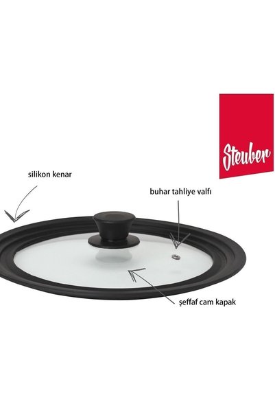 steuber Türkiyeede First Universal Glass Lid Diameter 24/26/28 Cm Universal Glass Lid for Pots and Pans