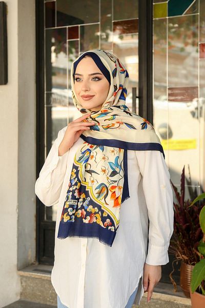 Hint İpek Wool Cashmere Patterned Shawl Model - Yunkv01-01