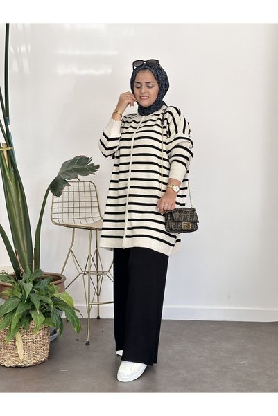 ASEL FASHİON Striped cardigan set