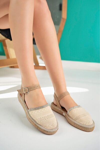 Oksit Glara Closed Front Straw Look Women's Knitwear Sandals