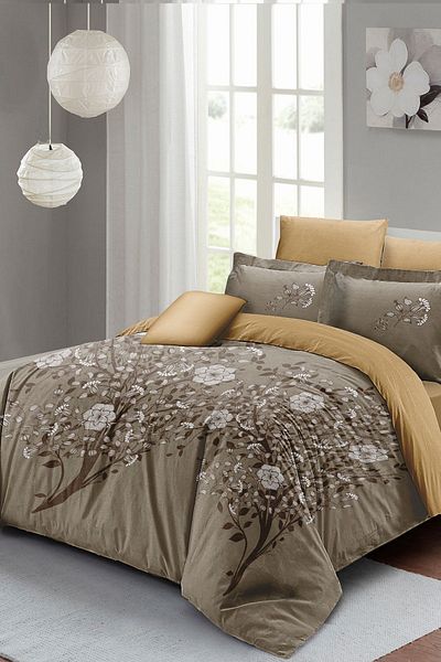PerlaSera 3D Custom Design Duvet Cover Set - Tightly Woven Cotton Satin, Double, Brown