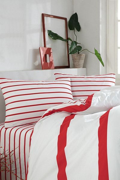 Cote Blanc Red Simple Line 100% Cotton Set
