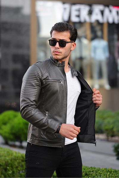 BOYS MANS Ανδρικό Δερμάτινο Παλτό Χειμερινό Παλτό Δερμάτινο Μπουφάν