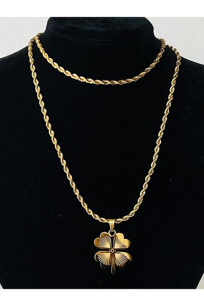 KOALA COMPANY Steel Stud Chain Clover Figured Necklace