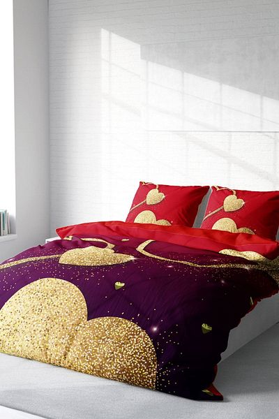 PerlaSera 3D Custom Design for Valentine's Day - Double Duvet Cover Set, Tightly Woven Cotton Satin