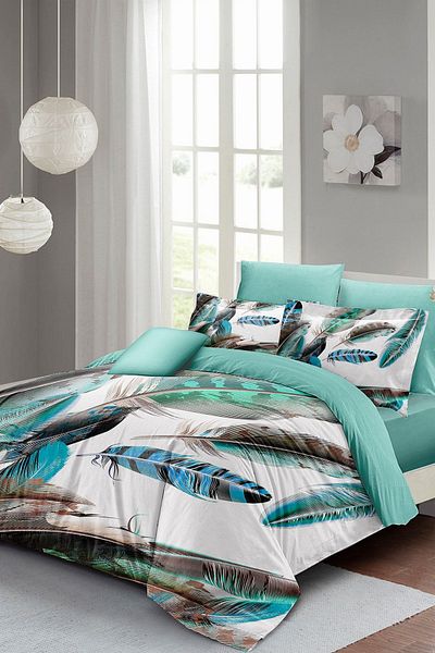PerlaSera 3D Custom Design - Double Duvet Cover Set, Tightly Woven Cotton Satin, New Feather