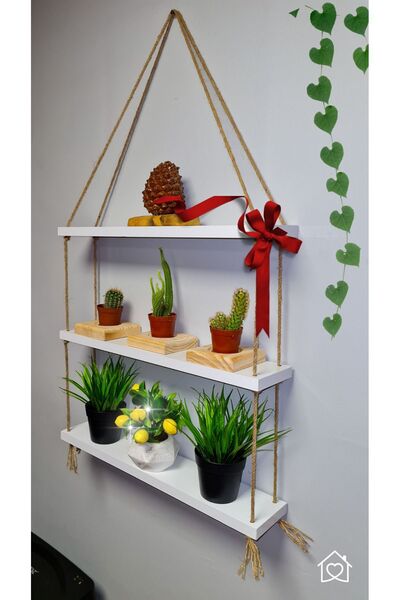 Ramazan Küçük Modern Dekoratif Tasarım Beyaz Halatlı Hediyelik Oturma Odası Ç...