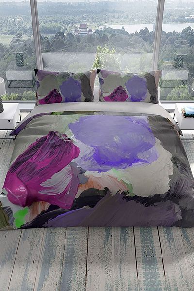 PerlaSera Strokes 3d Cotton Satin Double Duvet Cover Set