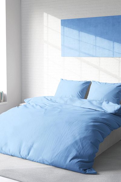 MonoHome Set cuvertură de pilota dublă cu cearșaf elastic Soft Blue Lux Cotton Ranforce