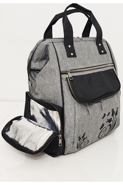 USF Luxury Mother Baby Care Bag - Functional Organizer, Tulip Gray Black Backpack