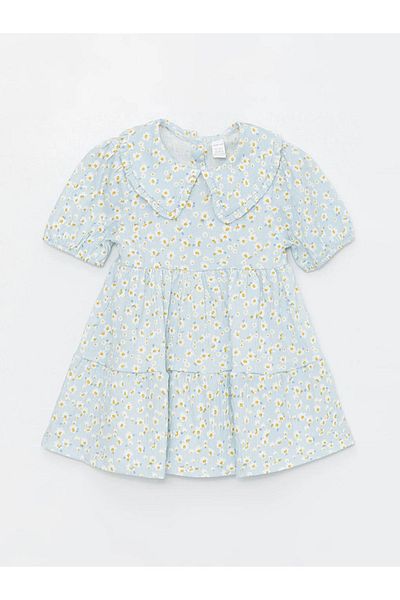 LC Waikiki LCW Baby - Floral Print Baby Collar Short Sleeve Dress for Baby Girl