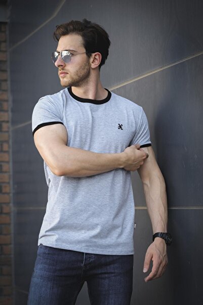 Oksit Tricou Riad Slim Fit Lycra pentru bărbați, cu detaliu de broderie și guler