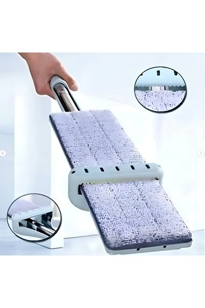 Genel Markalar Mikrofiber bezli Mop Yer Ve Duvar Silme Kendinden Sıkmalı Yedek Bezli Paspas Mop Seti-Yedek Bez Hediyeli