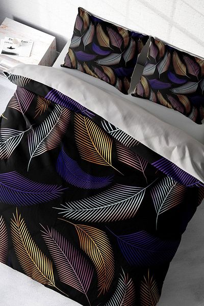 PerlaSera 3D Custom Design - Double Cotton Satin Duvet Cover Set, Color Leaf