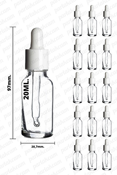 parlakcam 20ml Beyaz Yüzüklü Cam Damlalıklı Şeffaf Şişe 20cc Damlalıklı Şişe ...