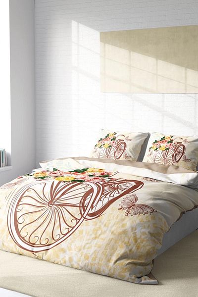 MonoHome Set de lenjerie de pat dublu modern pentru biciclete romantice