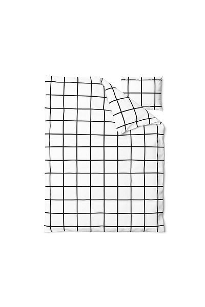 Cote Blanc Black Single 100% Cotton Tile Duvet Cover and Pillowcase