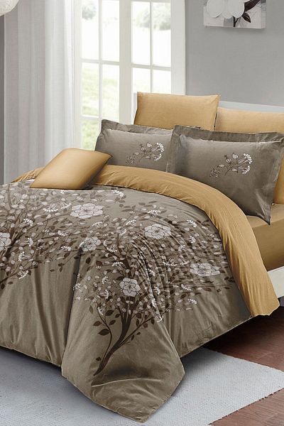 PerlaSera 3D Custom Design Duvet Cover Set - Tightly Woven Cotton Satin, Double, Brown