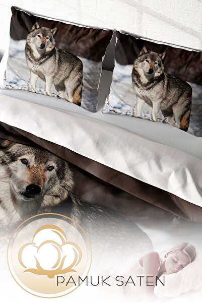 PerlaSera Snowwolf 3D Спеціальний дизайн - Двоспальний комплект постільної білизни, щільно тканий бавовняний сатин