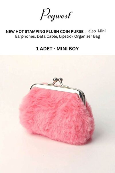 PEYWEST Pink Mini Para Çantası Pelush 9 Cm Bozuk Para Cüzdanı Kadın Küçük El ...