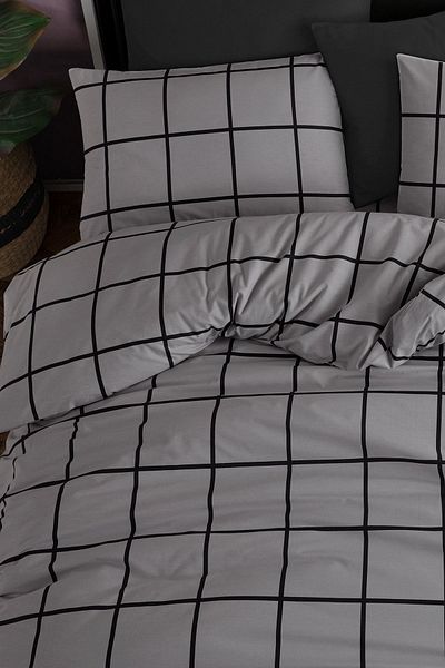 Cote Blanc Single Tile Gray 100% Cotton Bedding Set