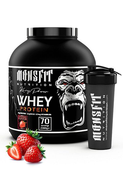 MONSFİT Whey Protein - 2.380 G (70 Serve) Helps Muscle Building (Strawberry Flavor)