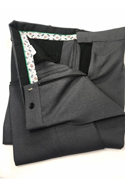 BUGİ GİYİM Erkek Kumaş Pantolon Gri Pileli Geniş Kesim Mevsimlik Astarlı Kalın