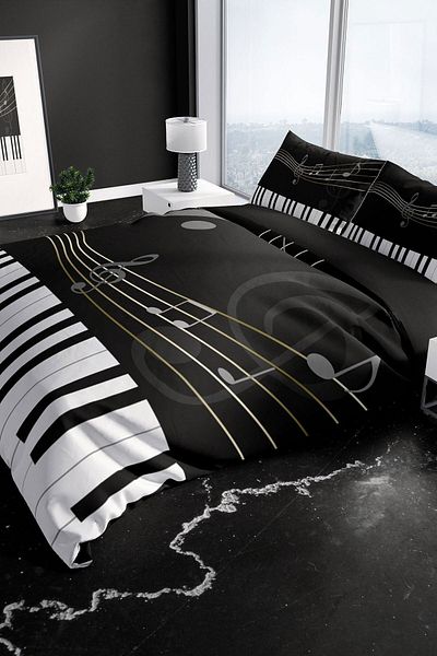 Cattleya Piano 3d Cotton Satin Double Duvet Cover Set