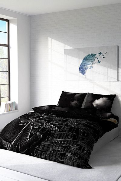 PerlaSera Night City - 3D Custom Design, Double Duvet Cover Set, Tight Woven Cotton Satin