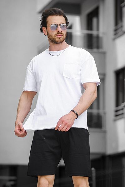 Oksit Trc 2816 Set de tricou cu pantaloni scurți oversize pentru bărbați cu buzunare