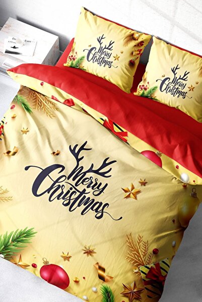MonoHome Set de lenjerie de pat de Anul Nou (cu cearșaf elastic) Bumbac satin...