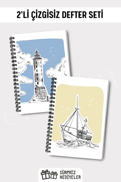 Eldesen Tasarım A5 Size 2-Piece Unlined Notebook Set - 50 Sheets and 100 Sheets