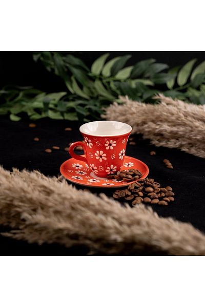 sharpart Sharp&art Ceramic 6-Piece Flower Garden Series Hand Embroidered Coffee Cup Set