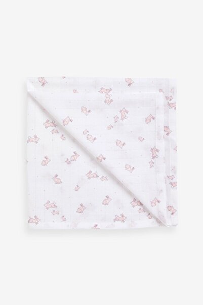 Next Baby 100% Cotton Pink Rabbit Patterned 4-Piece 70*70 cm Muslin Set