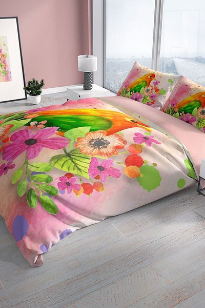 PerlaSera Birdnest 3d Cotton Satin Double Duvet Cover Set