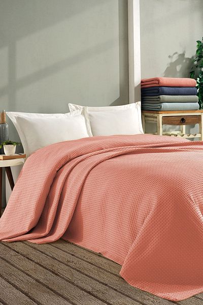 Cote Blanc 160x260 Dried Rose Single Waffle Pique Blanket - 100% Cotton