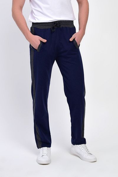 DYNAMO Pantaloni de sport pentru bărbați, albastru marină, mărimi mari, cu talie elastică și dungi laterale